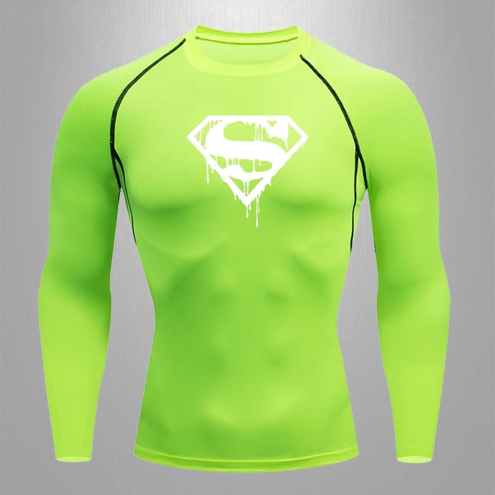 Logo Effet Peinture / Vert Fluo Logo Blanc / S T-shirt Compression Superman – Logo Effet Peinture