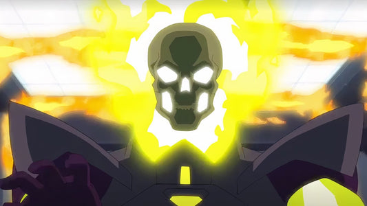 Le crâne atomique en flammes d’Atomic Skull, ennemi de Superman