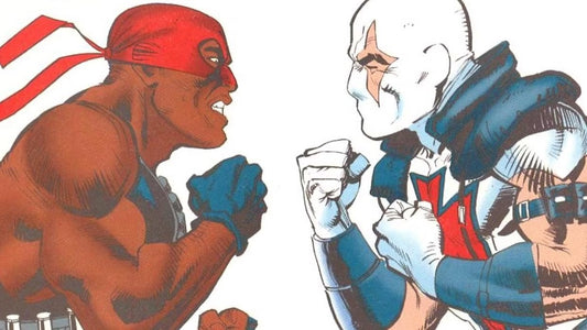 Les deux Bloodsport face à face : Robert DuBois en rouge et Alex Trent en blanc