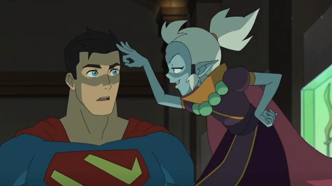 Superman de My Adventures with Superman, le rôle doublé par Jack Quaid, face à Mister Mxyzptlk