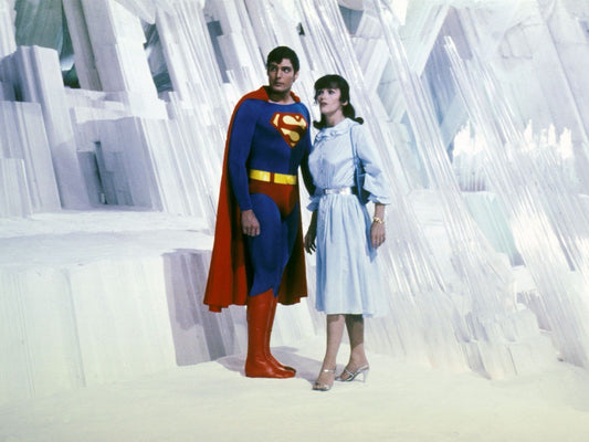 Margot Kidder en Lois Lane avec le Superman de Christopher Reeve dans la Forteresse de solitude, Superman II