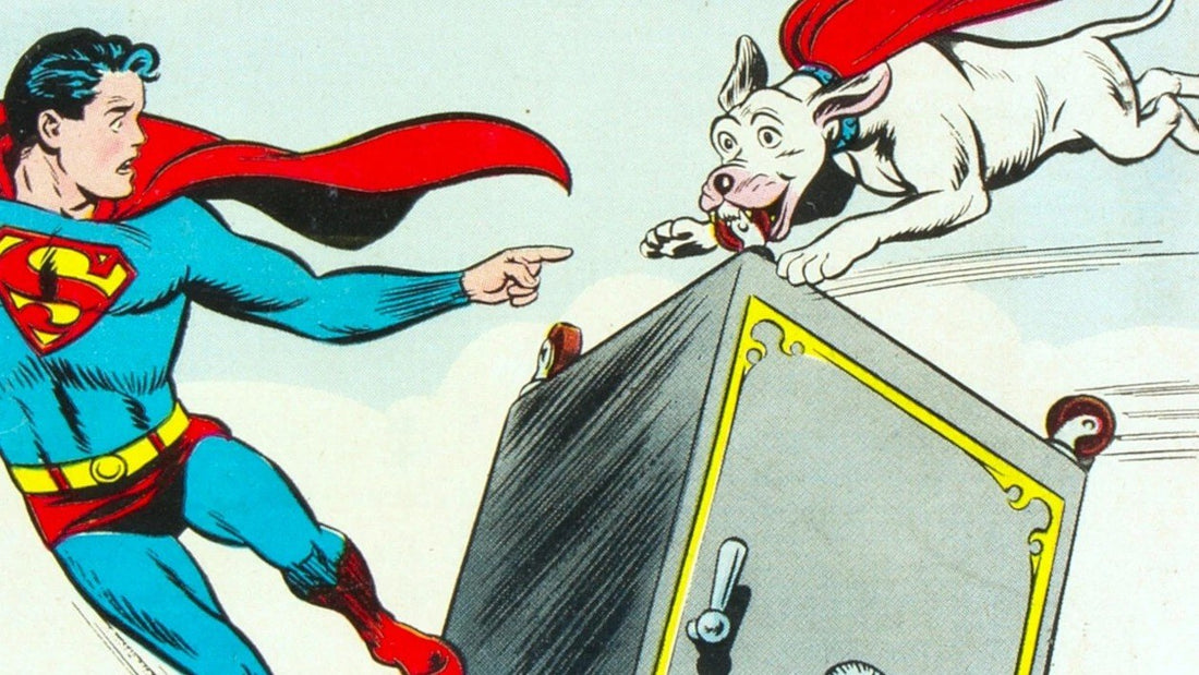 Superboy et Krypto sur la couverture d'Adventure Comics #210 (1955), première histoire de Krypto écrite par Otto Binder