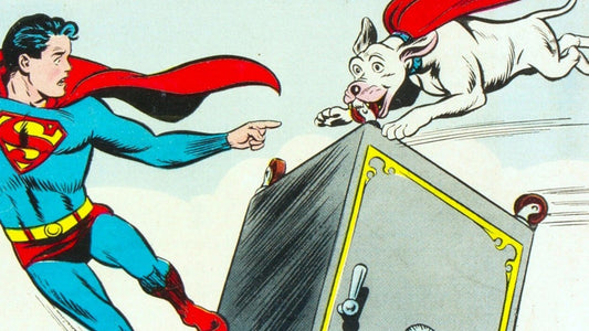 Superboy et Krypto sur la couverture d'Adventure Comics #210 (1955), première histoire de Krypto écrite par Otto Binder