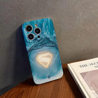 Coque iPhone Superman – Effet Glace & Logo Lumineux DC Comics