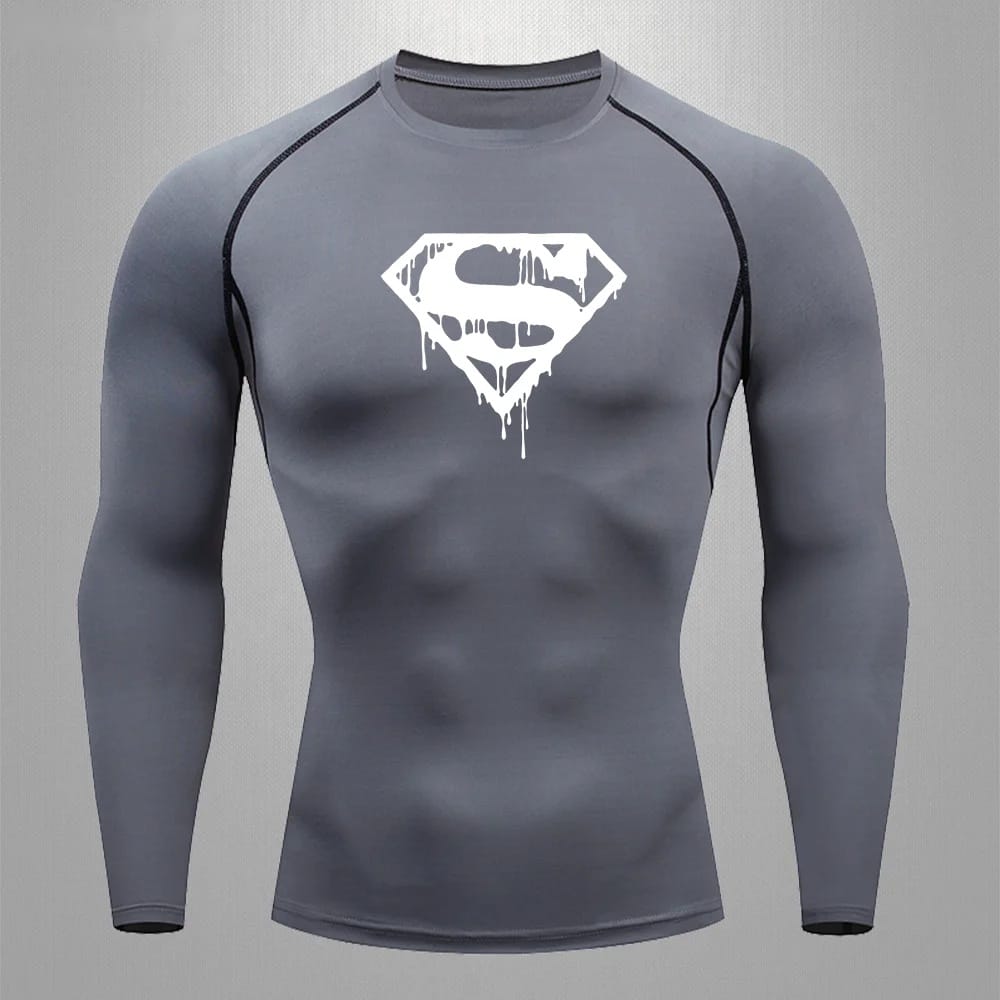 Logo Effet Peinture / Gris Logo Blanc / S T-shirt Compression Superman – Logo Effet Peinture