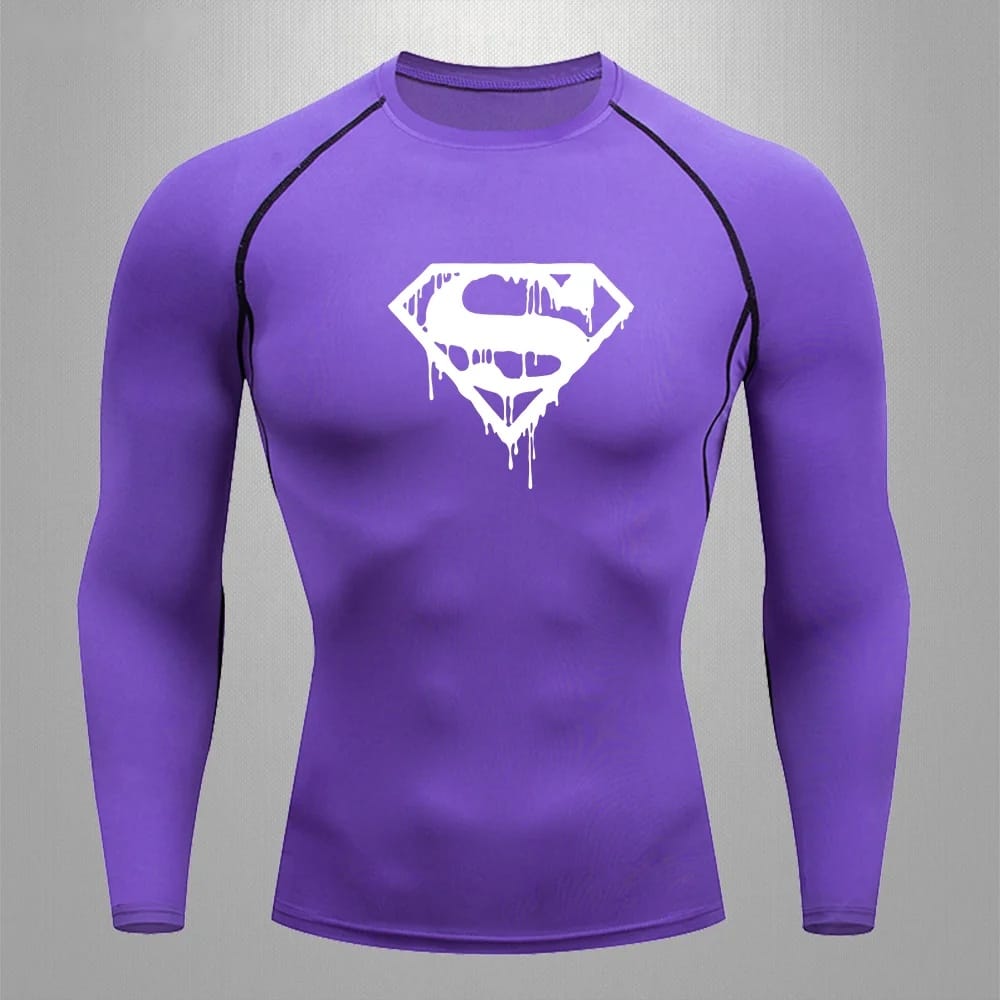 Logo Effet Peinture / Violet Logo Blanc / S T-shirt Compression Superman – Logo Effet Peinture