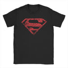 T-Shirt Superman - Logo Distressed Rouge Noir