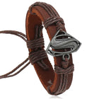 Bracelet Superman – Emblème Métal & Cuir Marron Ajustable