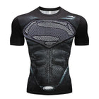 T-shirt Compression Superman – Manches Courtes Noir/Gris Sport