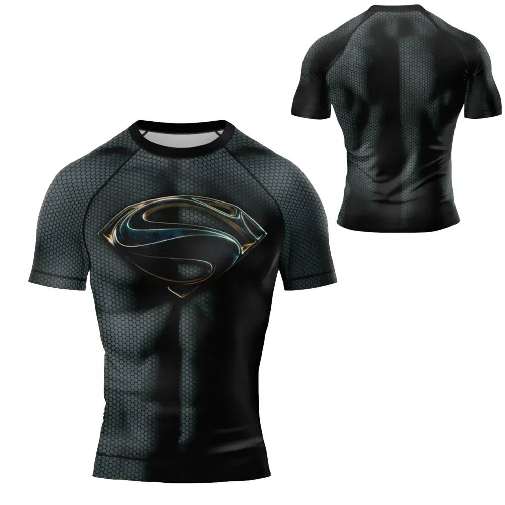 T-shirt Compression Superman – Emblème Chromé 3D