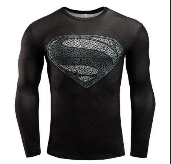 T-shirt Compression Superman – Logo Noir Ton sur Ton