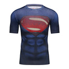 T-shirt Superman Compression – Bleu/Rouge Manches Courtes