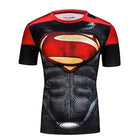 T-shirt Superman Compression – Rouge Manches Courtes Sport