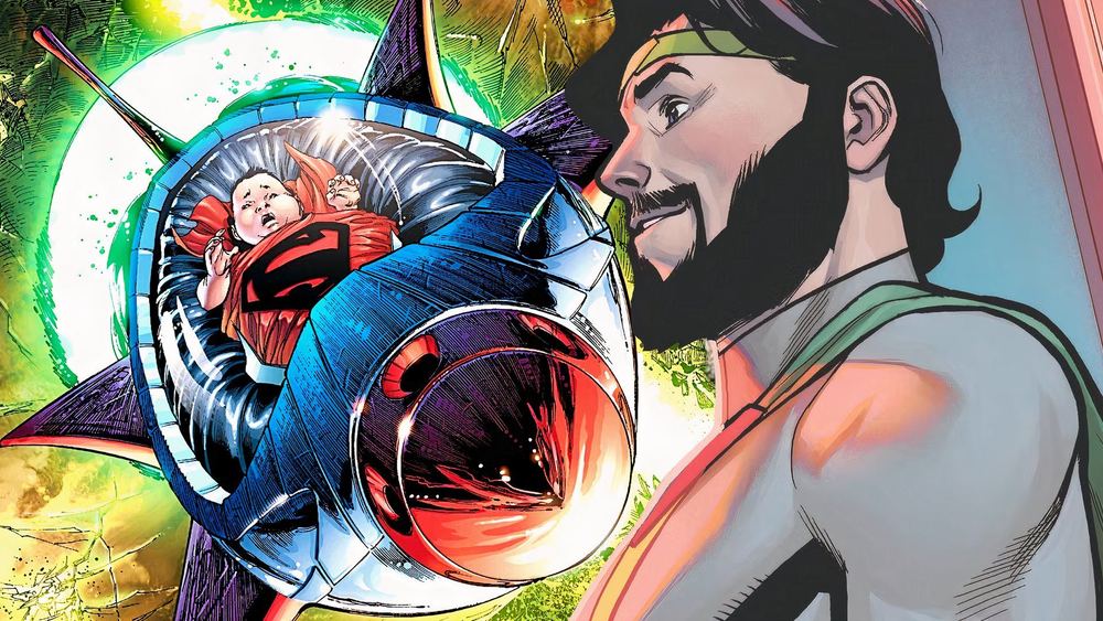 Jor-El de profil regarde le vaisseau où repose le bébé Kal-El