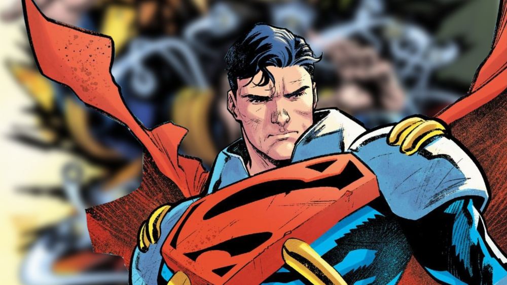 Superboy-Prime en armure, cape rouge, dans les comics